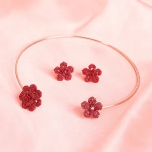 Ruby Rose Motif Necklace Set